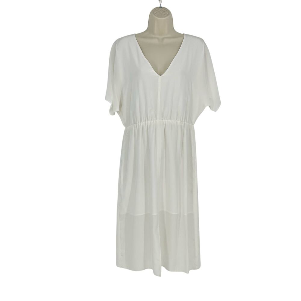 Lavender Brown Womens Silk Short Dress Size S White Minimalist Clean Girl
